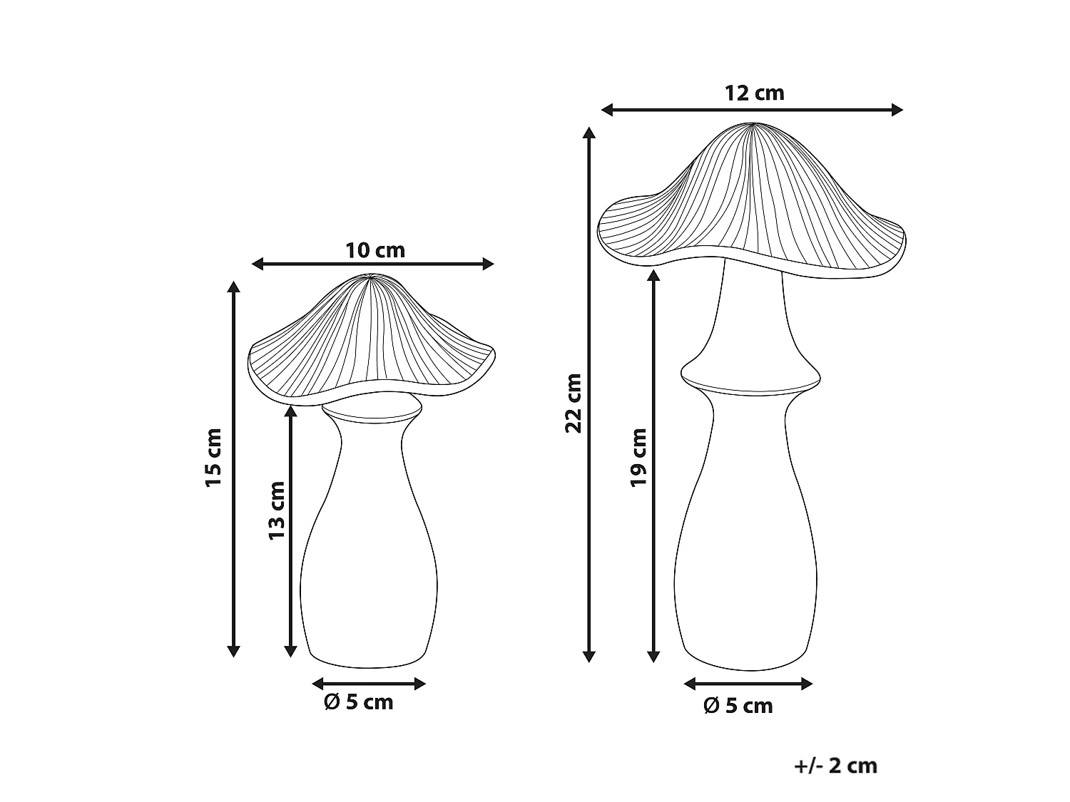 Set of 2 Figurines Mushroom DUBLJANI Black/ Gold