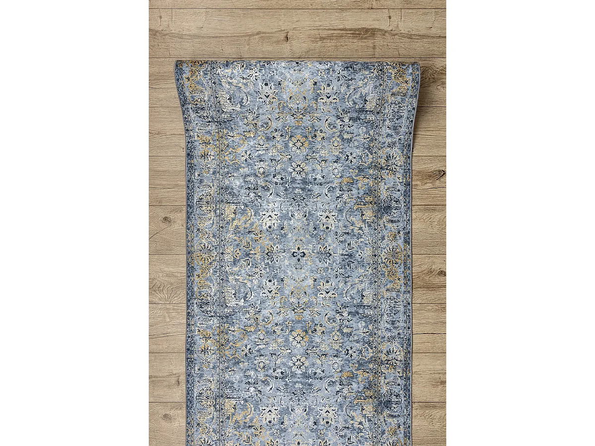 TAPIS DE COULOIR antidérapant LOTUS NOMAD 29671 Ornement gris lavable 100x820 cm