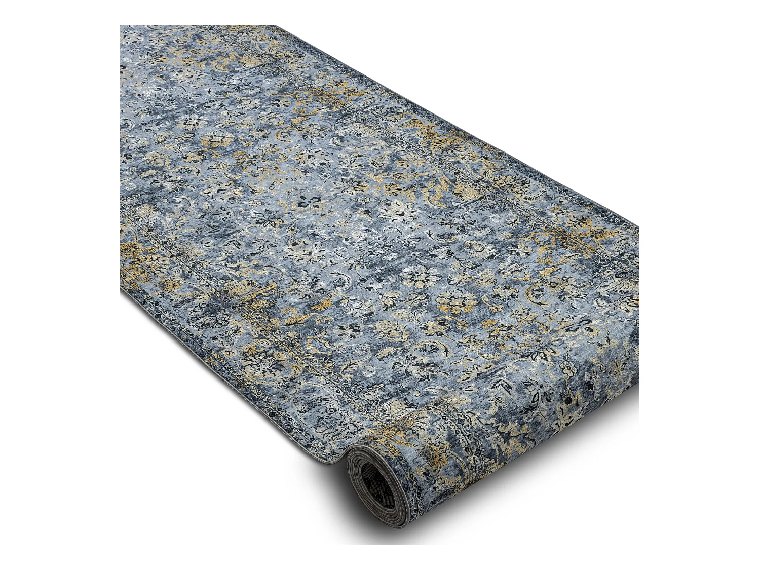 TAPIS DE COULOIR antidérapant LOTUS NOMAD 29671 Ornement gris lavable 120x610 cm
