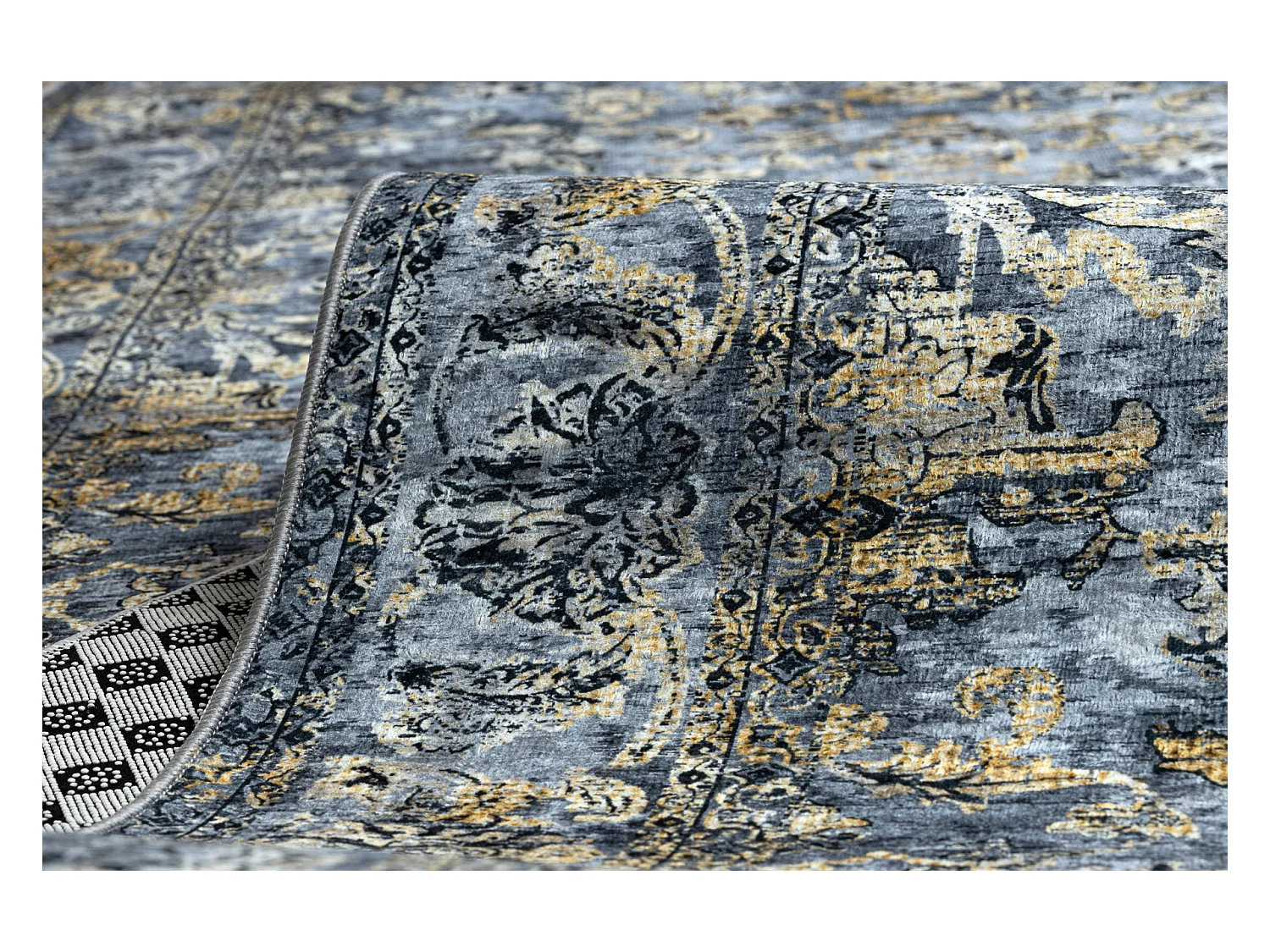Läufer Antirutsch LOTUS NOMAD 29671 Ornament grau ZUM WASCHEN 120x170 cm