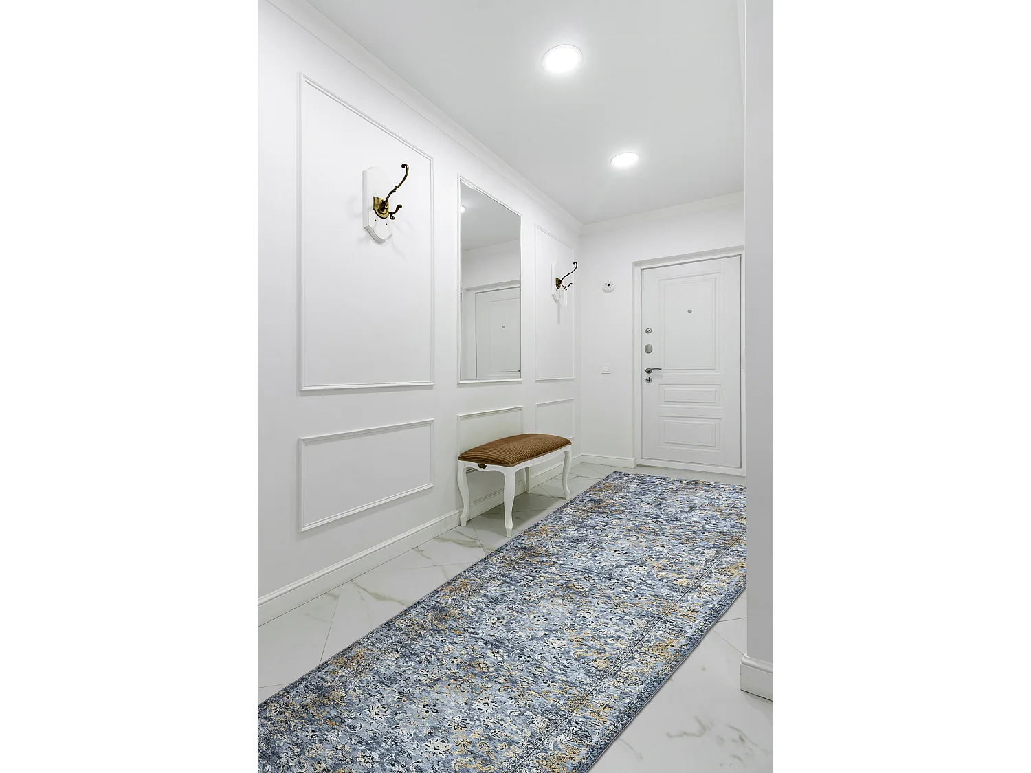 TAPIS DE COULOIR antidérapant LOTUS NOMAD 29671 Ornement gris lavable 100x370 cm