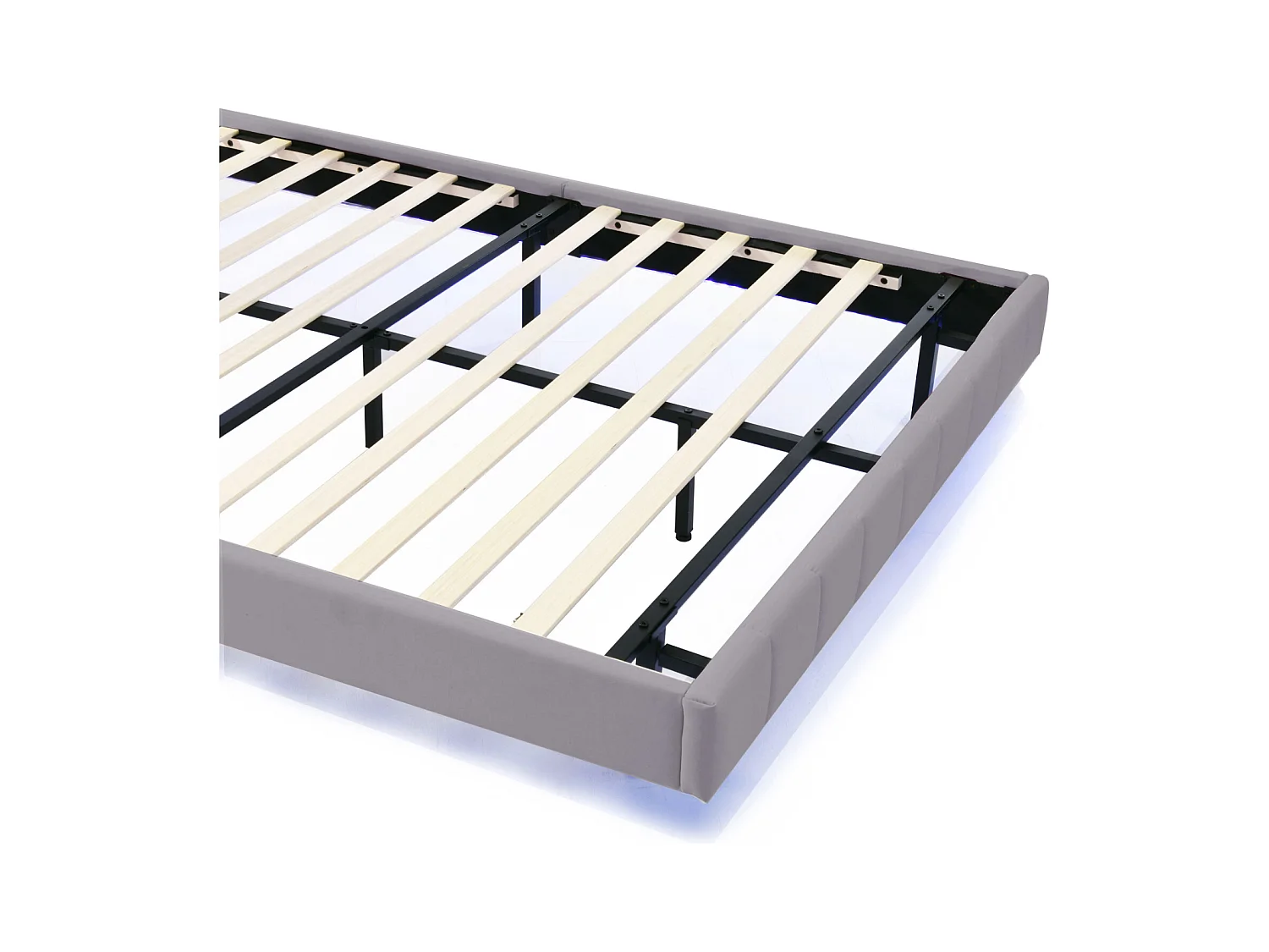 Gestoffeerd tweepersoonsbed 140 x 200 cm, zwevend bedframe, gewatteerd, met LED, linnen, grijs