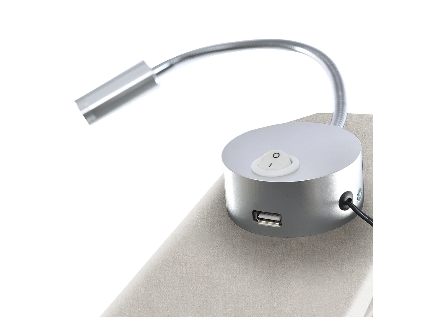 Bed 160x200 met LED en USB-voet, Tweepersoonsbed met lattenbodem en opbergruimte, Leinen, Grijs