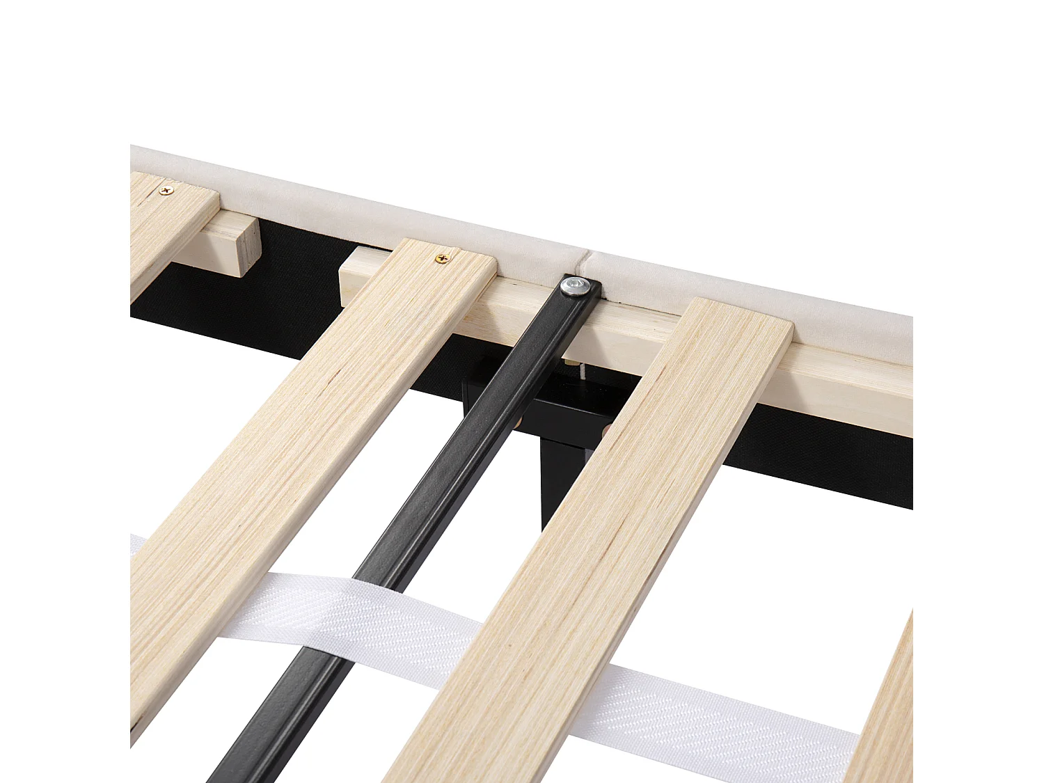 Lit Capitonné 140 X 200 Cm, Lit Double Avec Grand Tiroir, Sommier à Lattes, En Velours, Beige