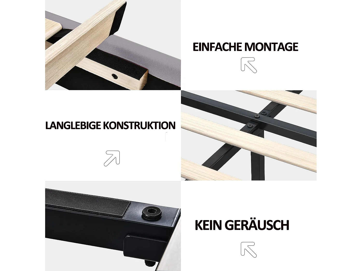 Doppelbett 160 x 200 cm, Gepolstertes Schwebebettgestell, Mit LED, Leinen, Grau