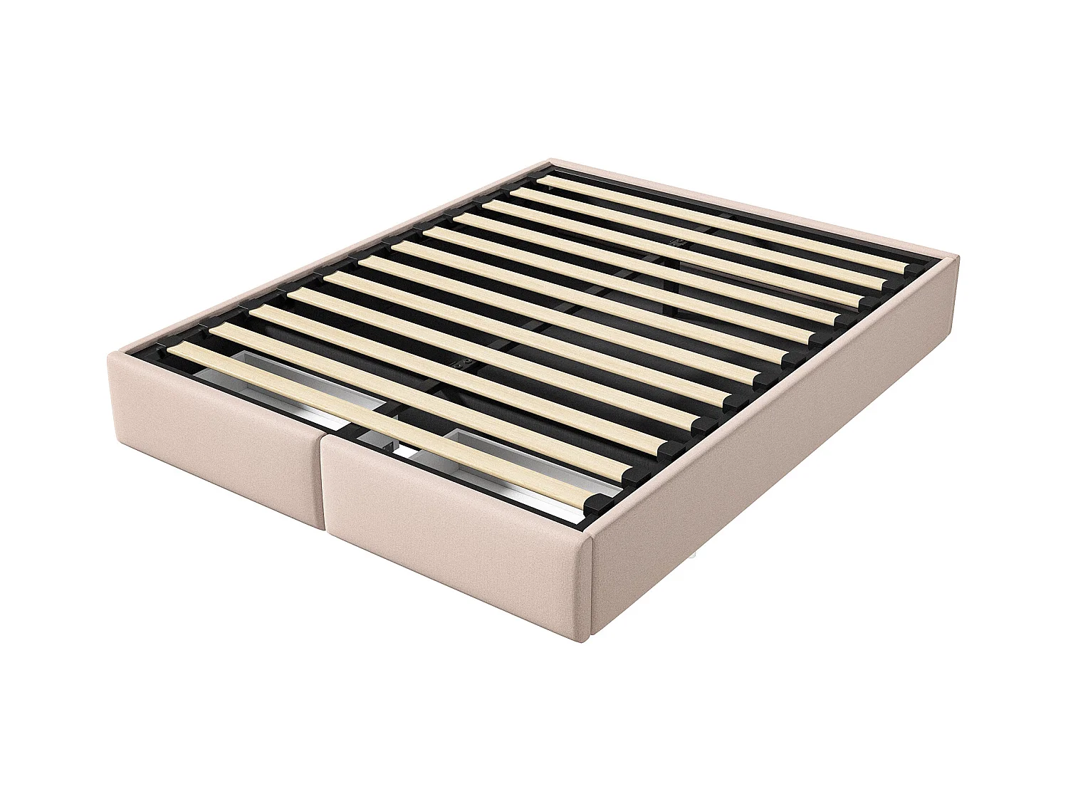 Lit Capitonné 160 X 200 Cm, Plate-forme Avec 2 Tiroir, Sans Tête De Lit, Beige