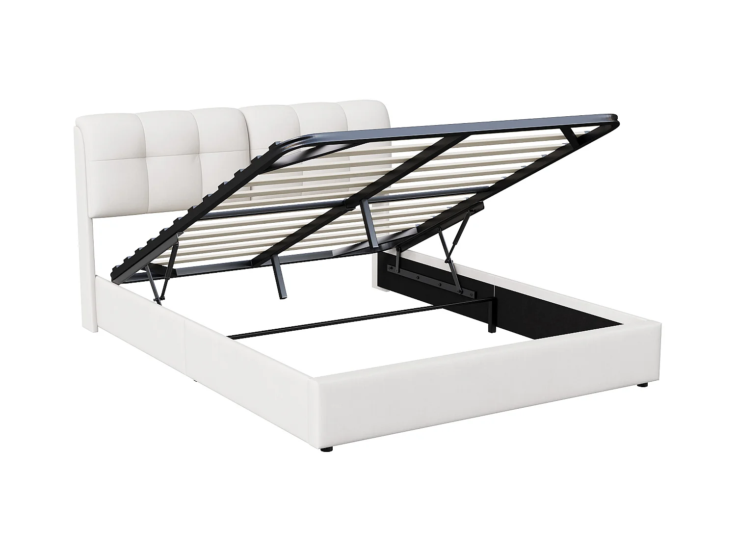 Letto 140x200 con base LED, letto matrimoniale con rete a doghe e box letto, velluto, bianco