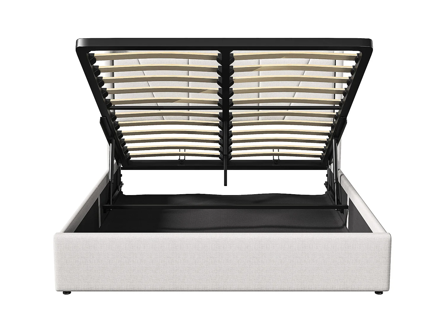 Lit Coffre 160x200 Avec USB Et Type C, Lit Capitonné Avec Sommier à Lattes, Lit Double, Beige