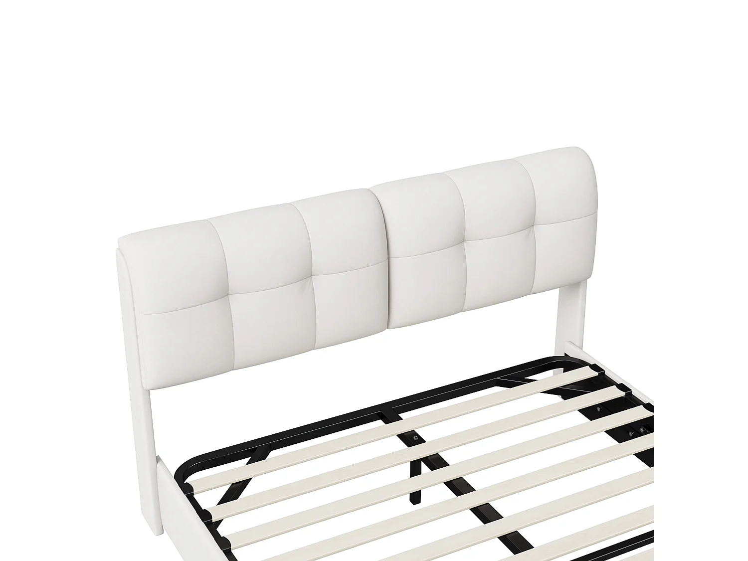 Letto 160x200 con base LED, letto matrimoniale con rete a doghe e box letto, velluto, bianco