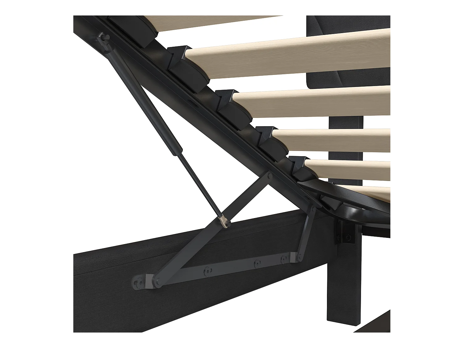 Letto 160x200 cm con illuminazione a LED, letto contenitore con porta USB, testiera regolabile in altezza, nero