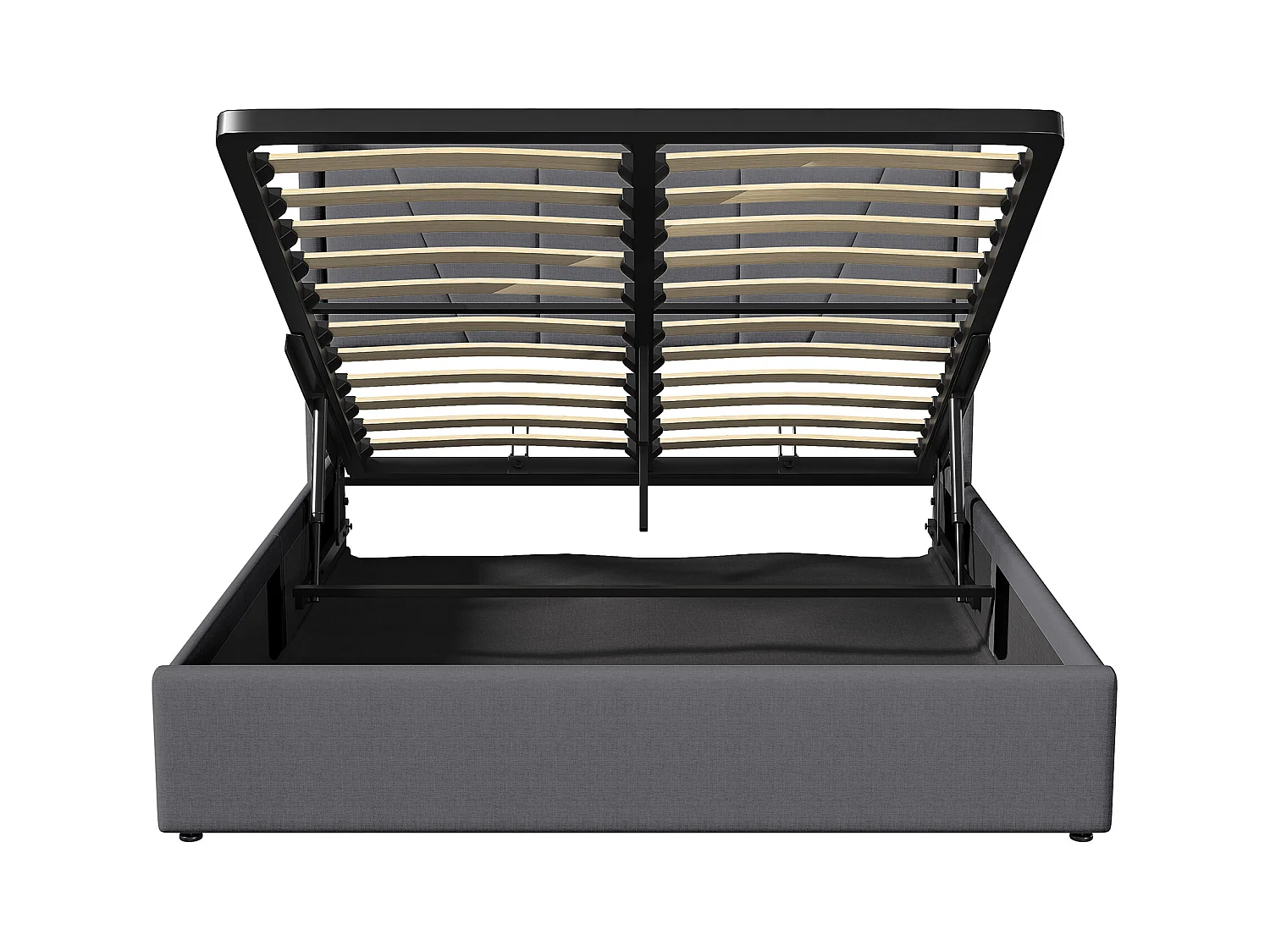 Lit Coffre 140x200 Avec USB Et Type C, Lit Capitonné Avec Sommier à Lattes, Lit Double, Gris