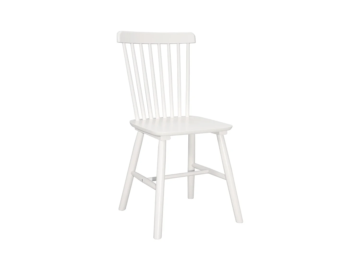 Lot de 2 chaises bistrot en bois massif MONA, Style rétro à barreaux (Blanc)