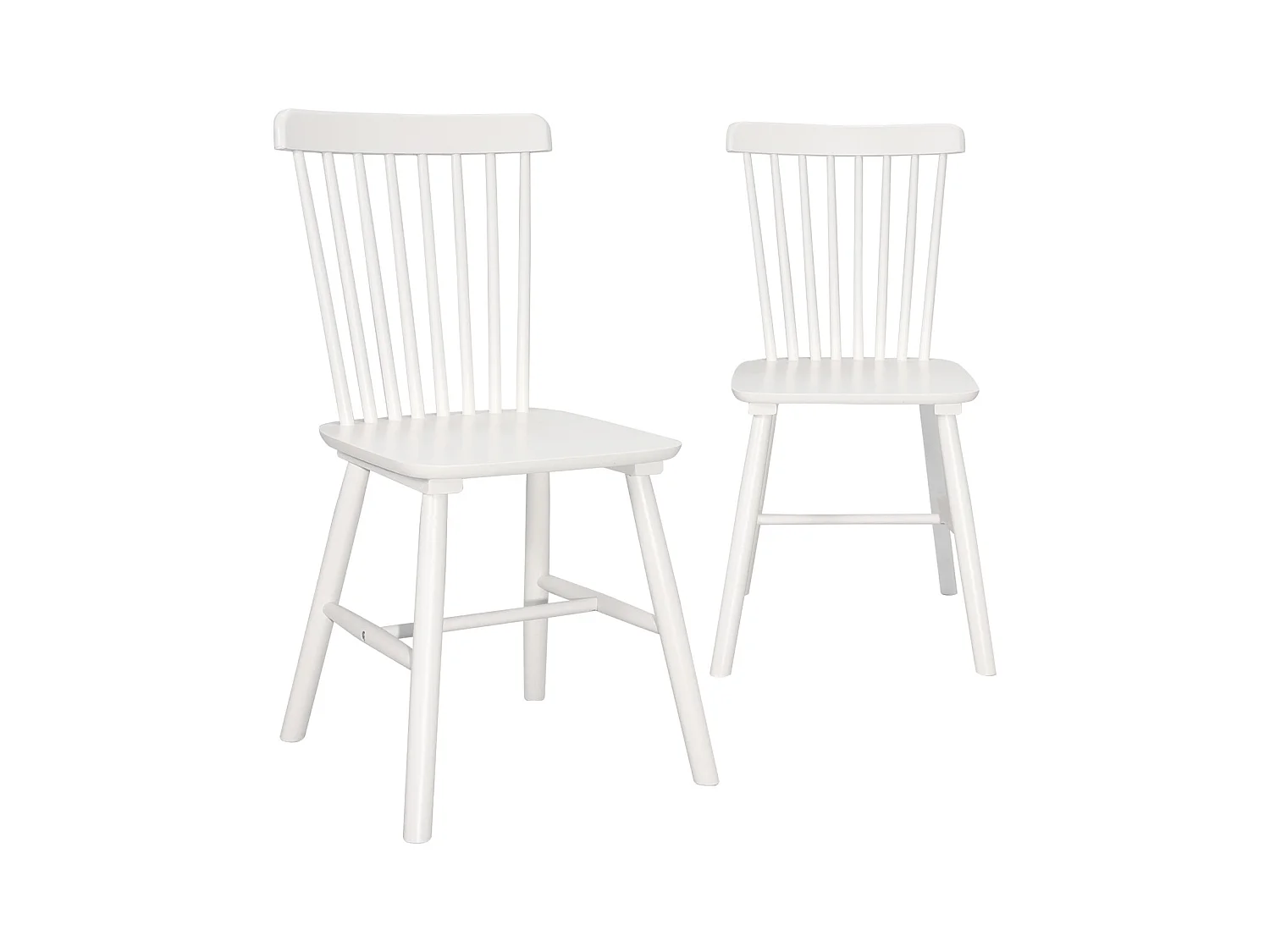 Set van 2 bistrotstoelen in massief hout MONA, Retro stijl met spijlen (Wit)