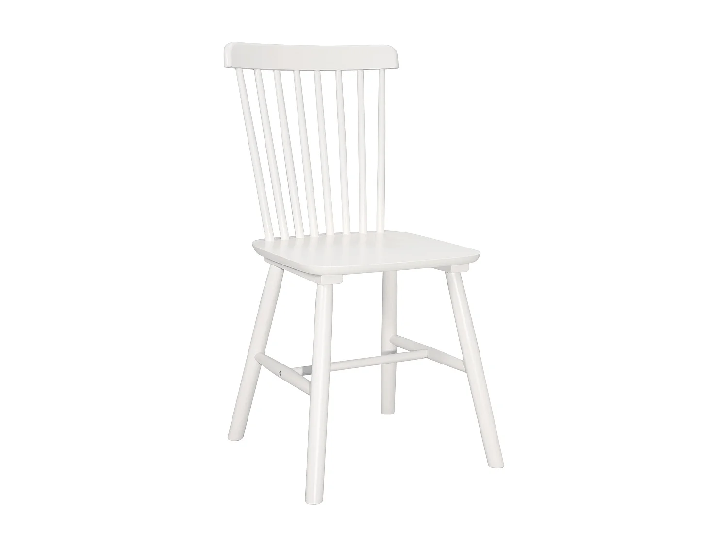 Lot de 2 chaises bistrot en bois massif MONA, Style rétro à barreaux (Blanc)