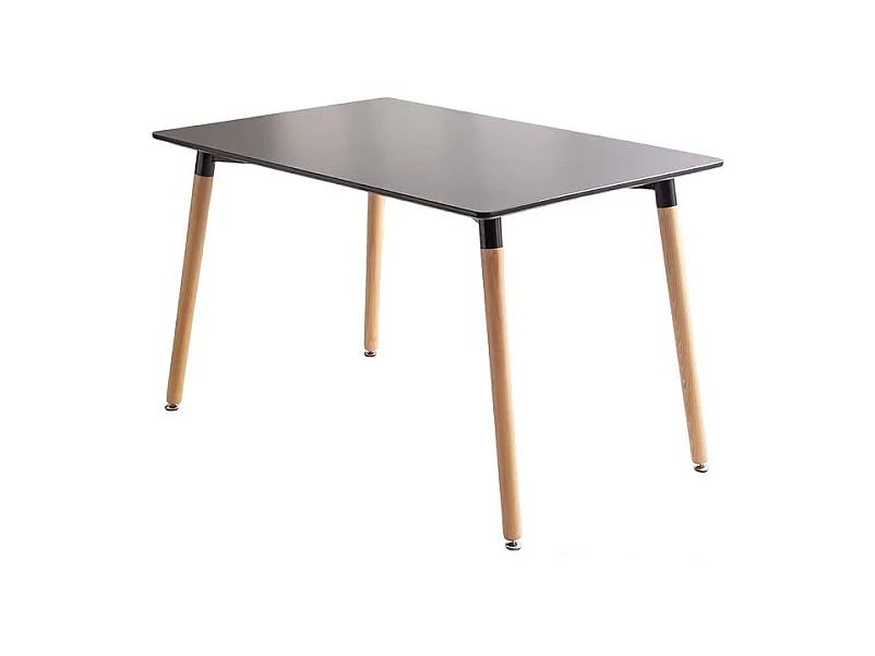 Table style scandinave 120x80cm plateau noir et pieds en bois massif