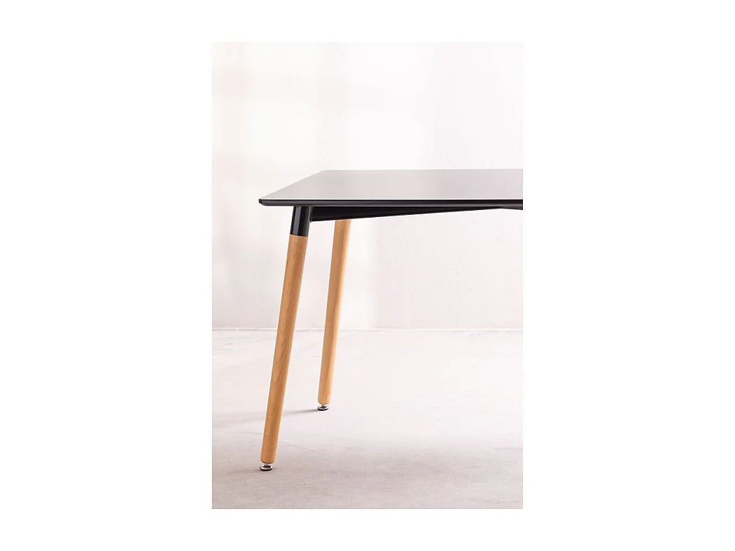 Table style scandinave 120x80cm plateau noir et pieds en bois massif