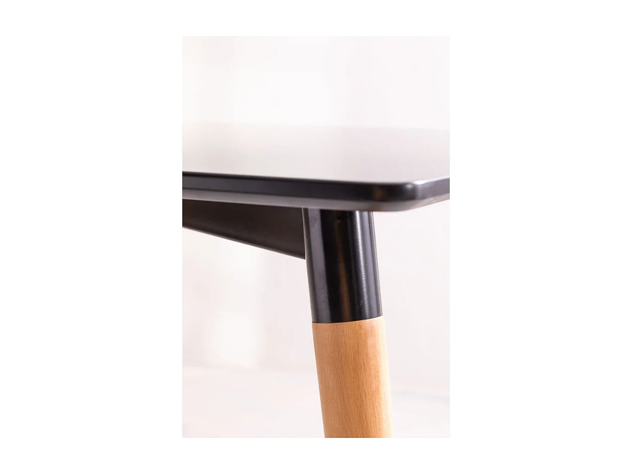 Table style scandinave 120x80cm plateau noir et pieds en bois massif