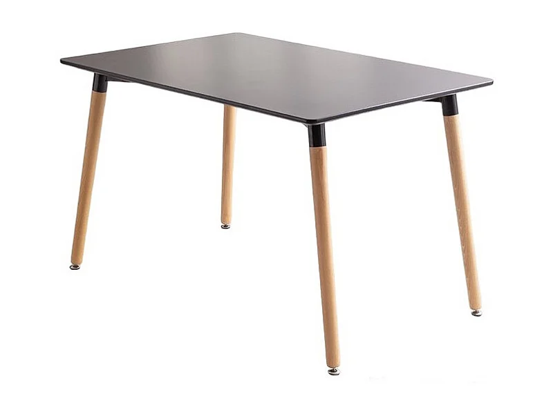 Table style scandinave 120x80cm plateau noir et pieds en bois massif