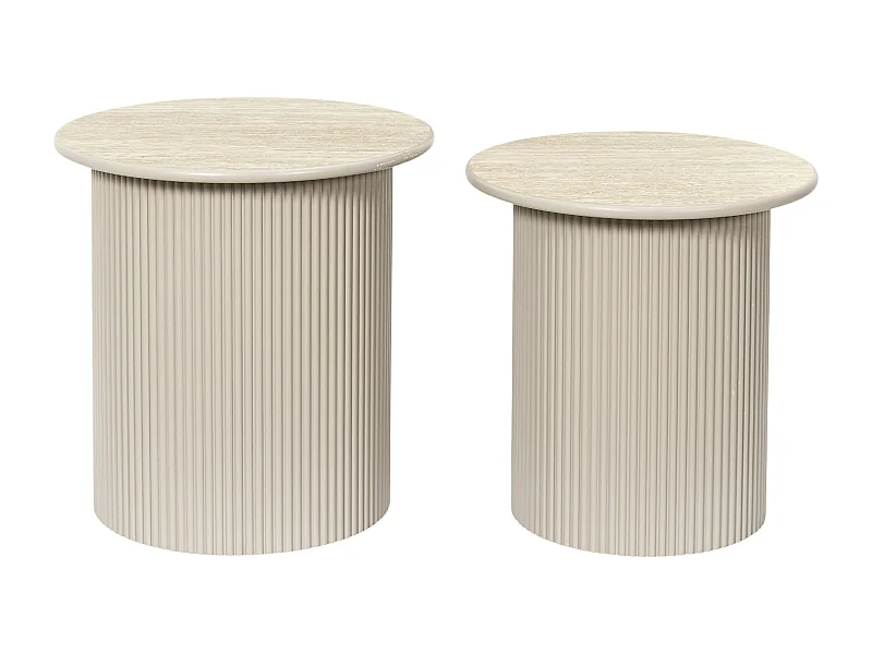 Table Gigogne X2 Terra Nova Blanc, Beige