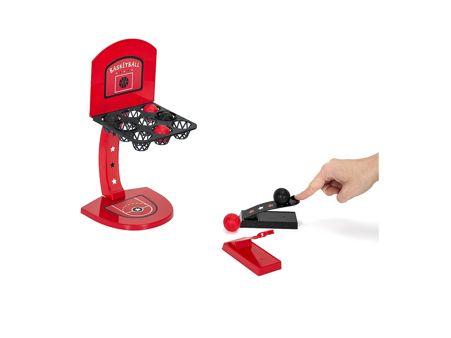 Jeu De Basket De Bureau Avec Lanceurs Rouge, Noir