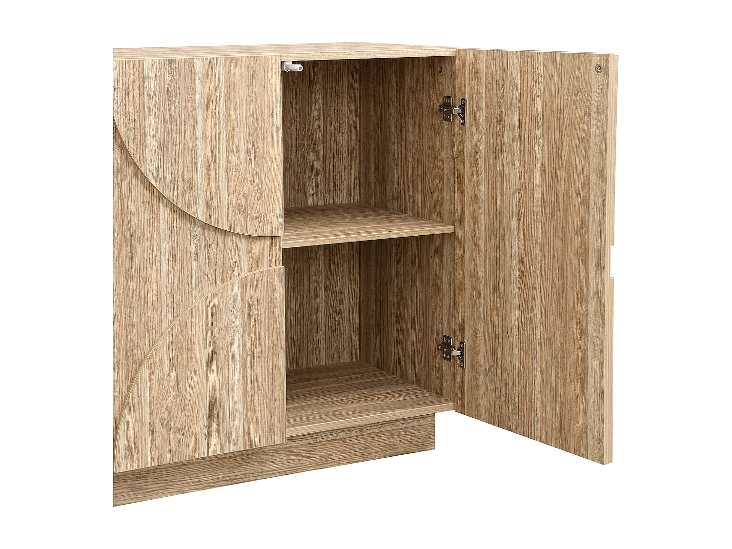 Buffet 160x40x80cm - avec 4 portes - avec étagères - aspect bois - Panneaux de particules - Naturel