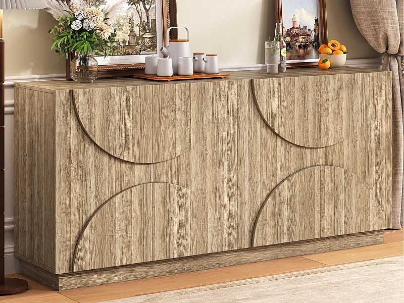 Buffet 160x40x80cm - mit 4 Türen - mit Regalen - Holzoptik - Spanplatten - Natur