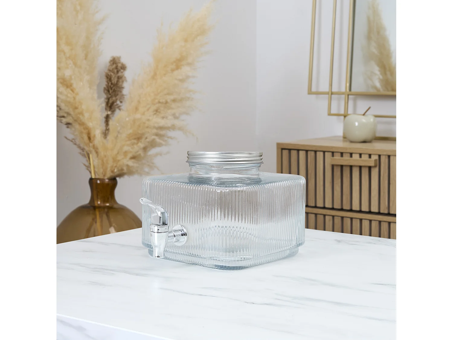 Fontaine Striée Carre 3l Verre Transparent