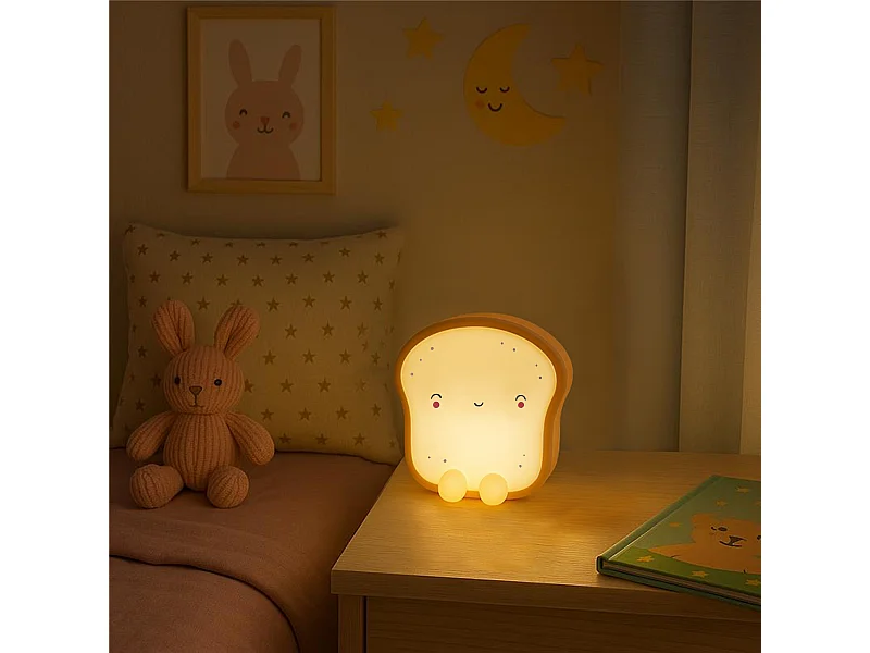 Veilleuse Tartine Kawaii Beige, Blanc