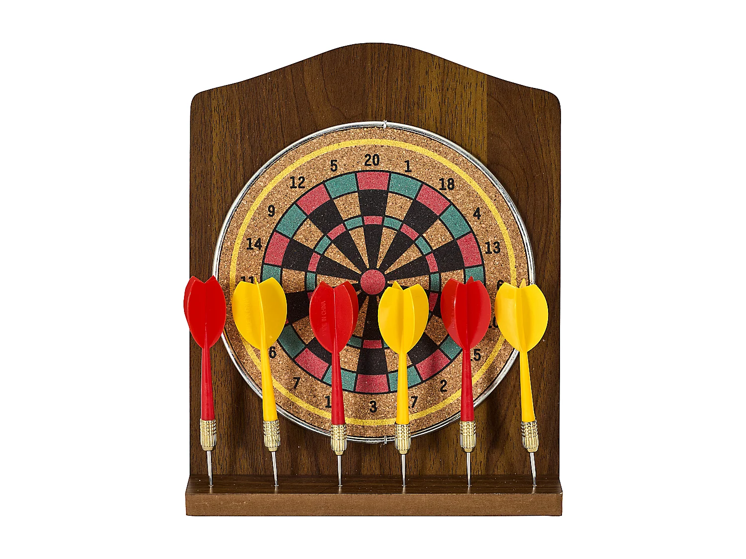 Houten Darts Set Bruin, Rood, Zwart 25x21 cm - Mister Gadget