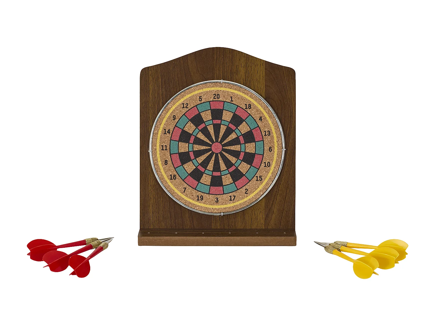 Houten Darts Set Bruin, Rood, Zwart 25x21 cm - Mister Gadget