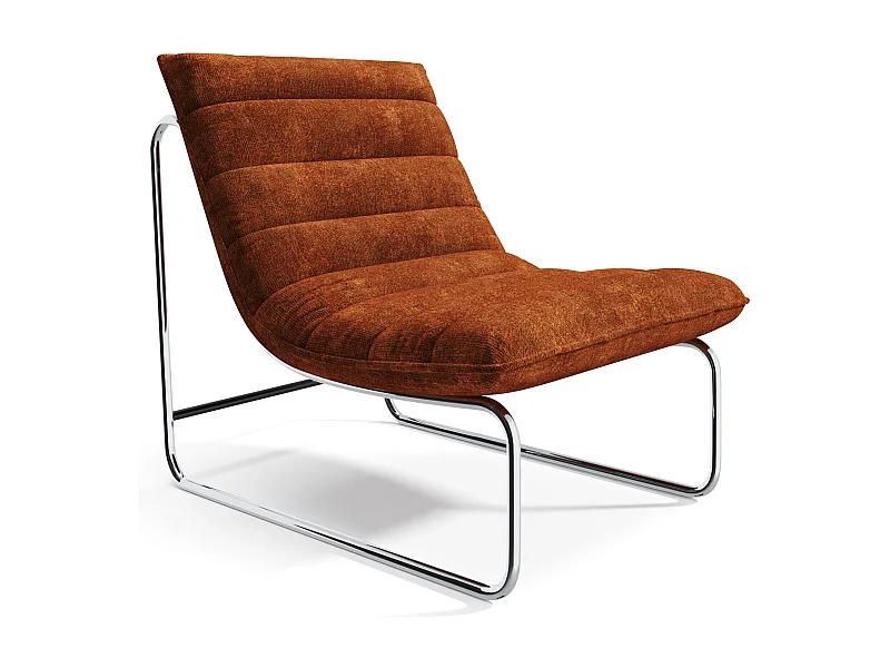 Fauteuil de salon velours texturé terracotta VINTY