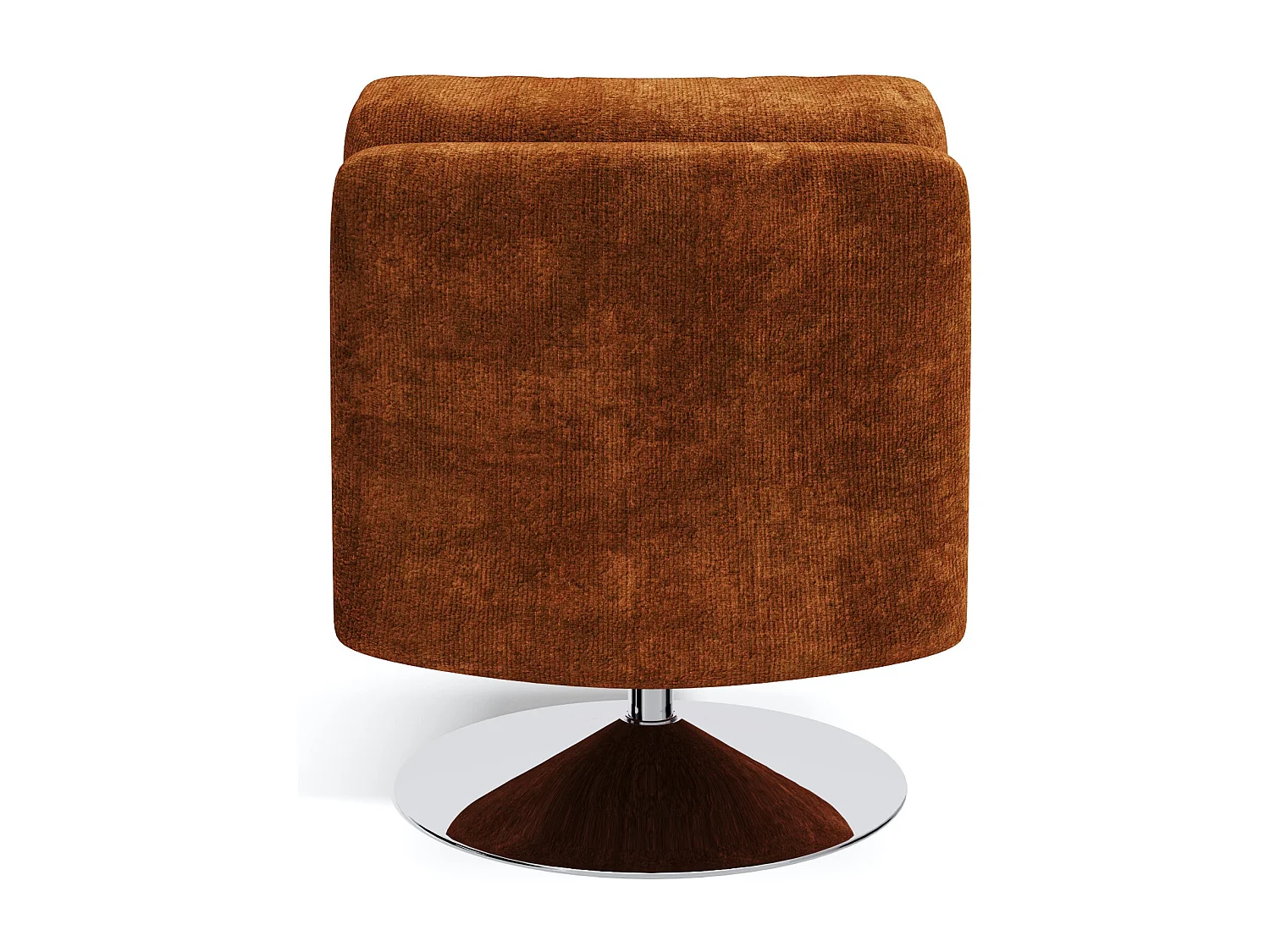 Fauteuil de salon pivotant pied chrome velours texturé terracotta TIMELESS