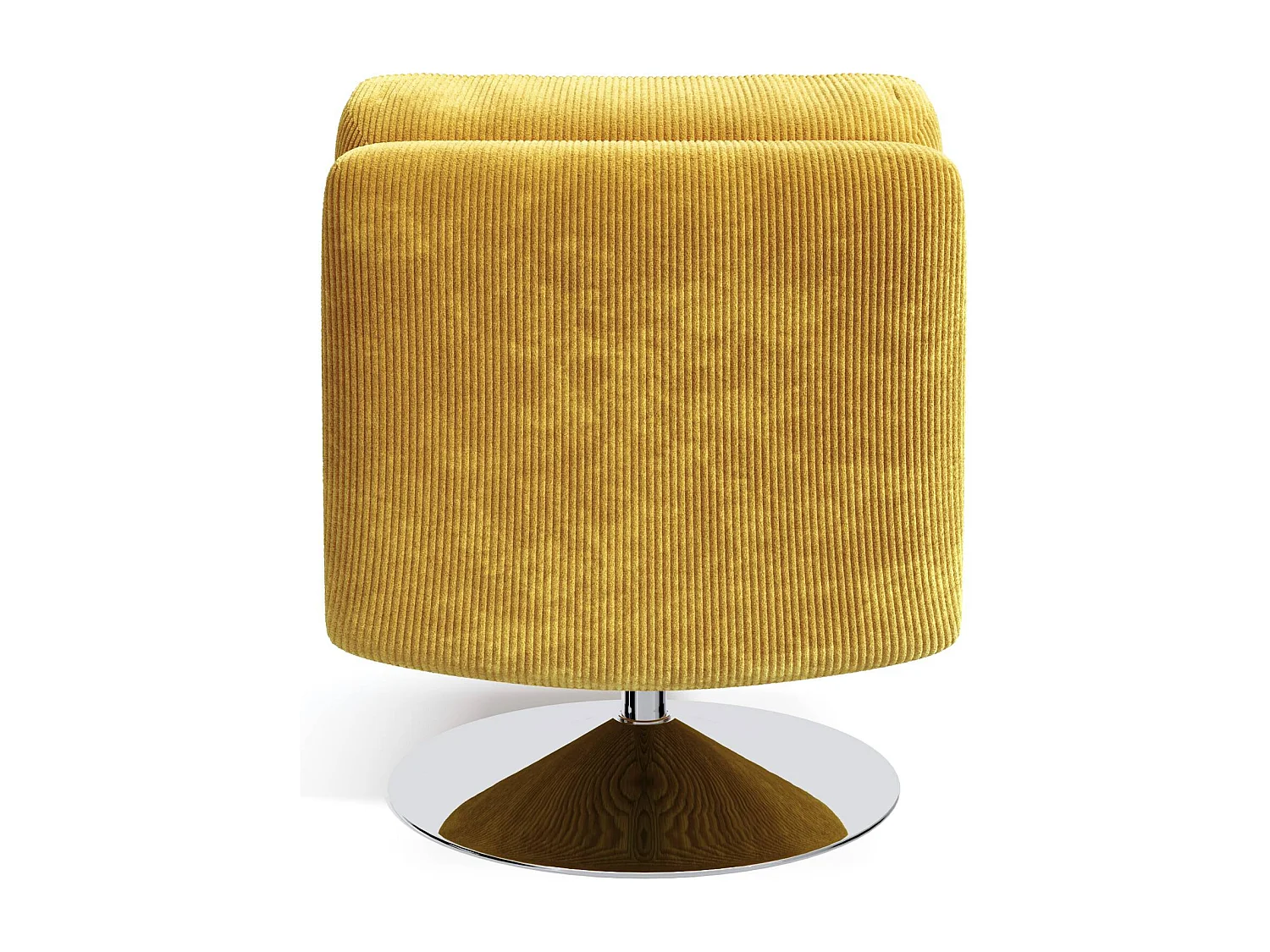 Fauteuil de salon pivotant pied chrome velours côtelé jaune rétro TIMELESS