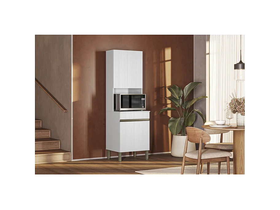Colonne de Cuisine Micro-Onde Blanc 2 Portes 5 Niches L 60 H 193 P 53.5 cm