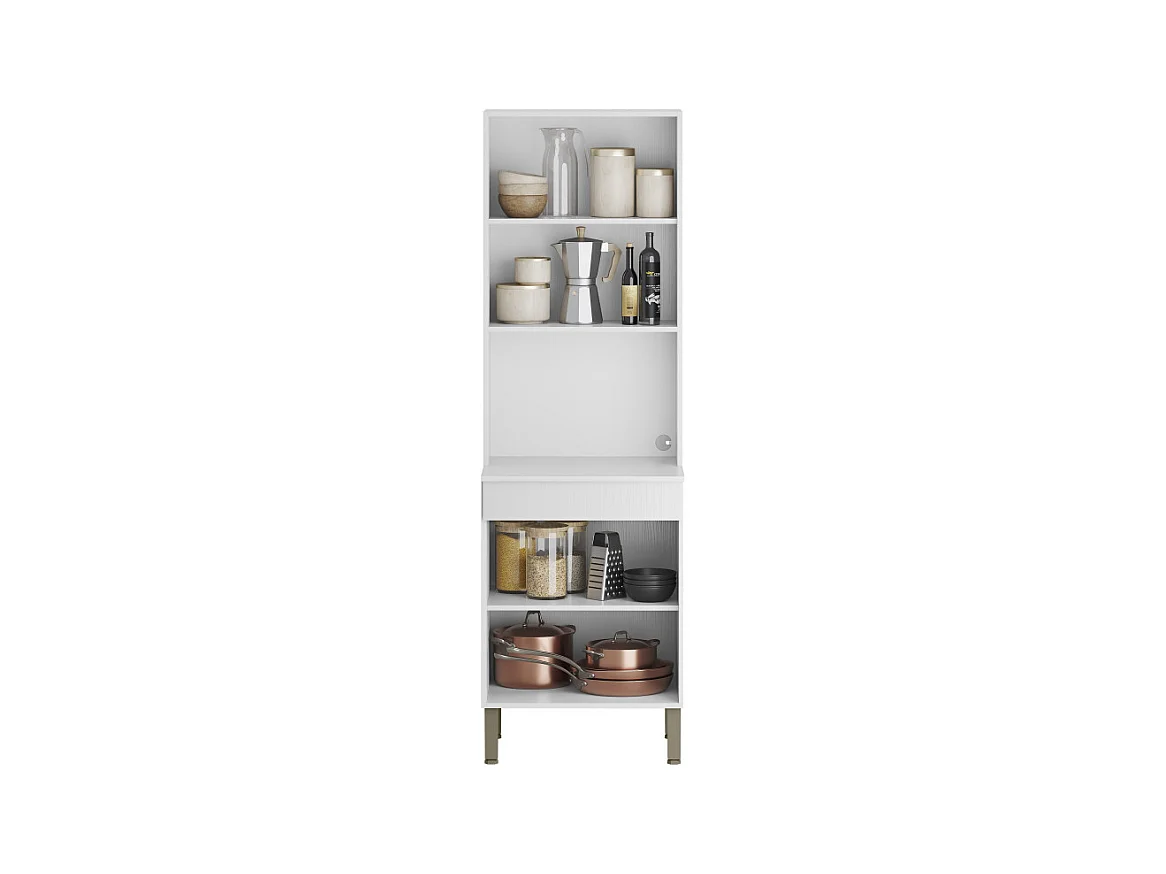 Colonne de Cuisine Micro-Onde Blanc 2 Portes 5 Niches L 60 H 193 P 53.5 cm