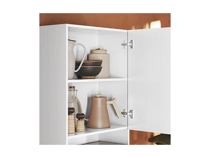 Colonne de Cuisine Micro-Onde Blanc 2 Portes 5 Niches L 60 H 193 P 53.5 cm
