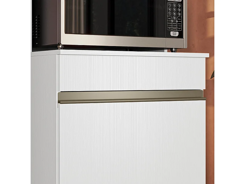 Colonne de Cuisine Micro-Onde Blanc 2 Portes 5 Niches L 60 H 193 P 53.5 cm