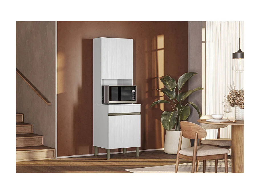 Colonne de Cuisine Micro-Onde Blanc 2 Portes 5 Niches L 60 H 193 P 53.5 cm