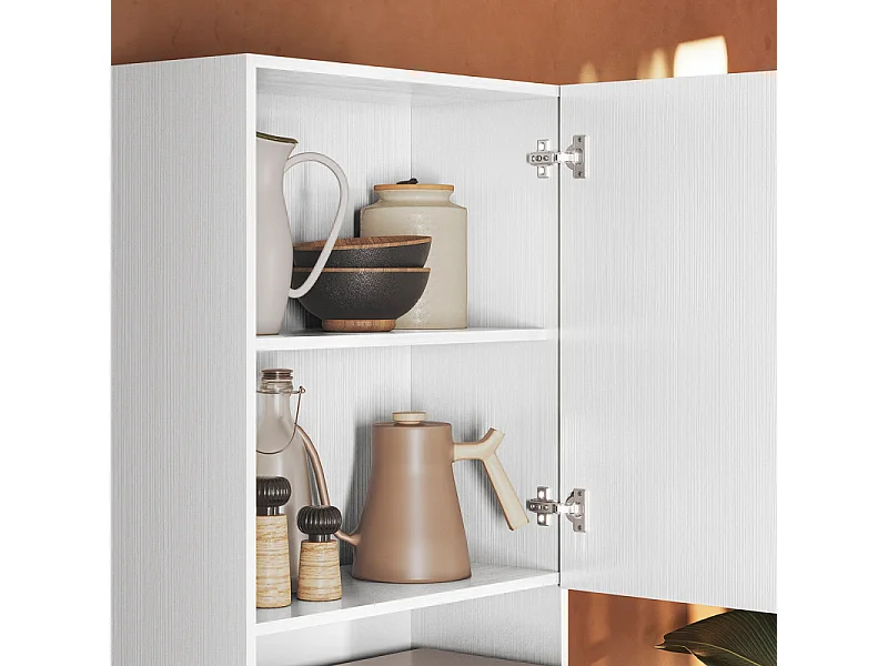 Colonne de Cuisine Micro-Onde Blanc 2 Portes 5 Niches L 60 H 193 P 53.5 cm