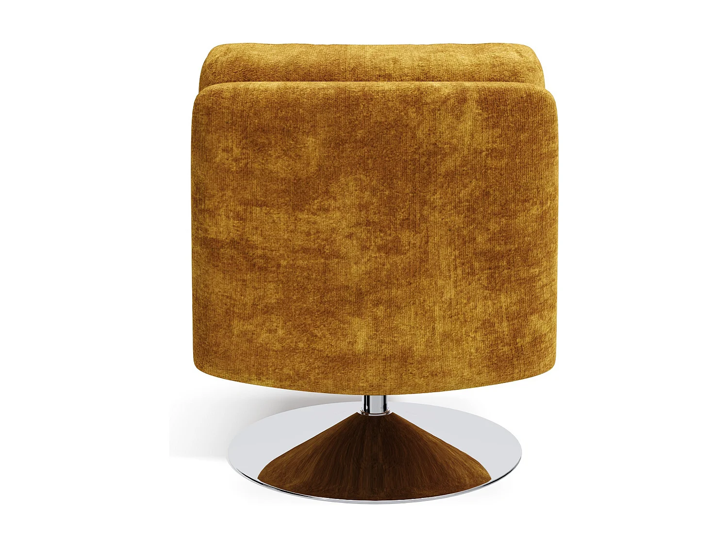 Fauteuil de salon pivotant pied chrome velours texturé moutarde TIMELESS