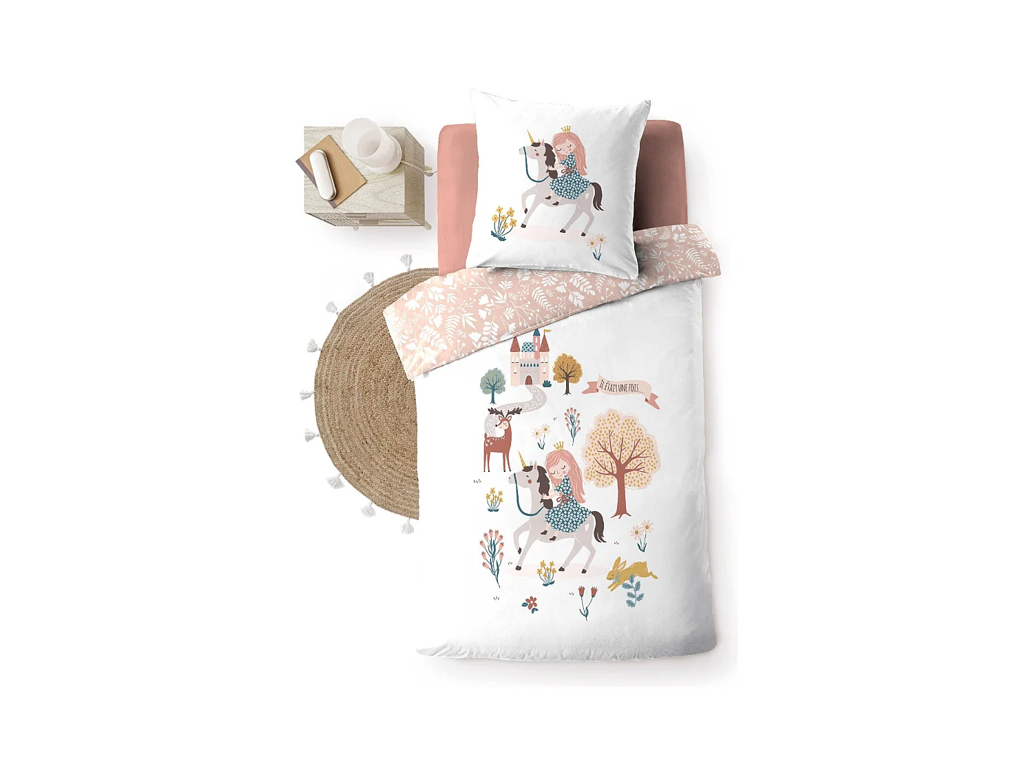 Parure de lit enfant réversible 140x200 coton Douceur d'Intérieur Lilibelle