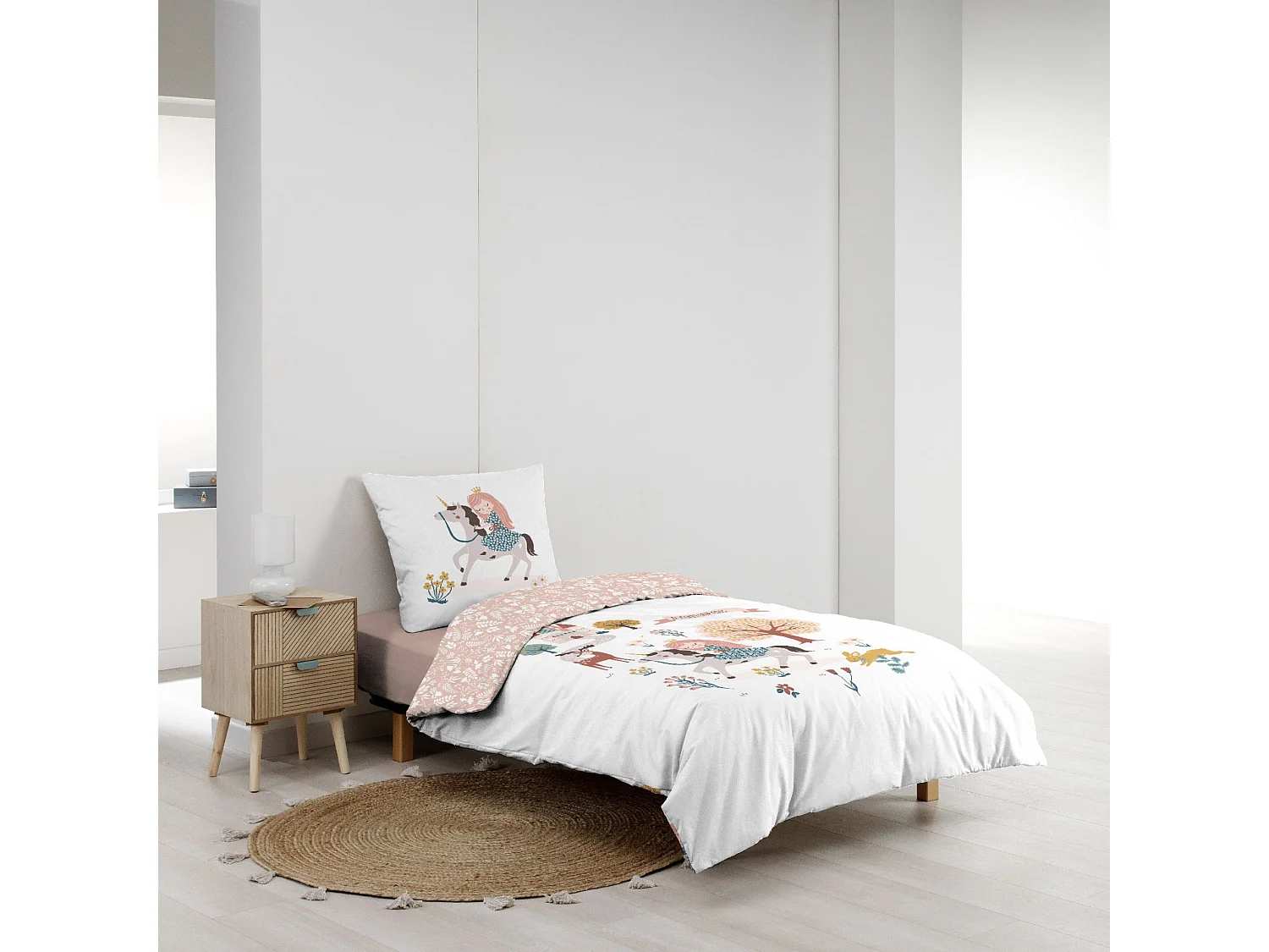 Parure de lit enfant réversible 140x200 coton Douceur d'Intérieur Lilibelle