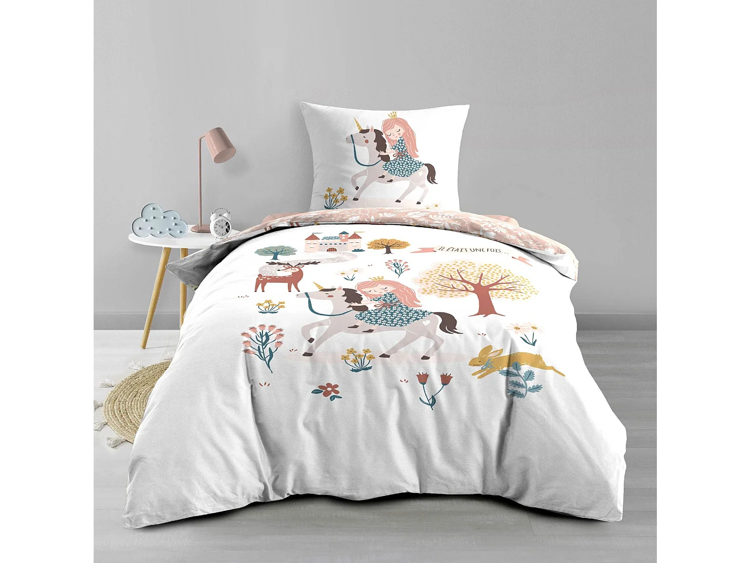 Parure de lit enfant réversible 140x200 coton Douceur d'Intérieur Lilibelle