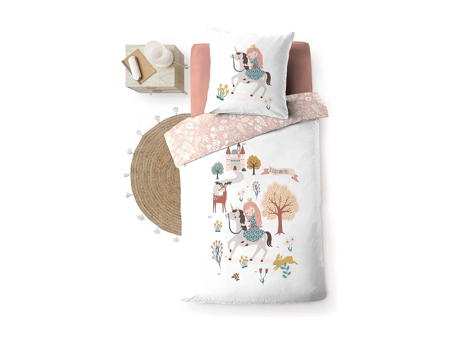 Parure de lit enfant réversible 140x200 coton Douceur d'Intérieur Lilibelle