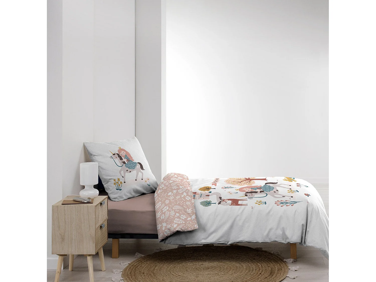 Parure de lit enfant réversible 140x200 coton Douceur d'Intérieur Lilibelle