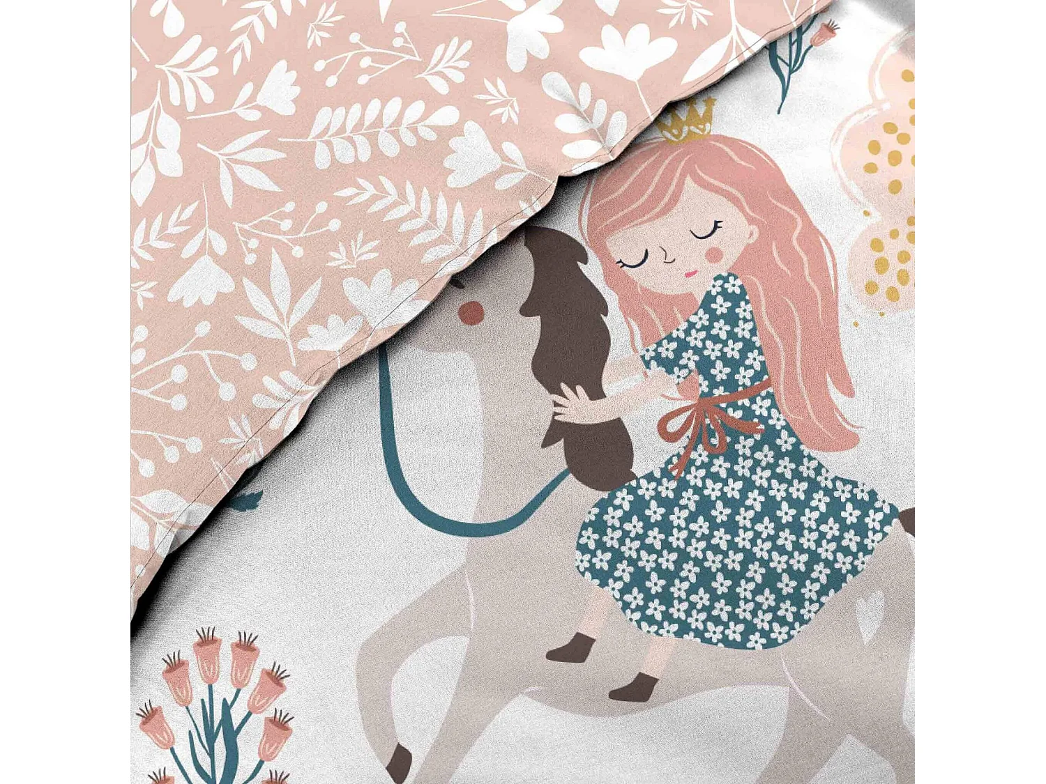 Parure de lit enfant réversible 140x200 coton Douceur d'Intérieur Lilibelle