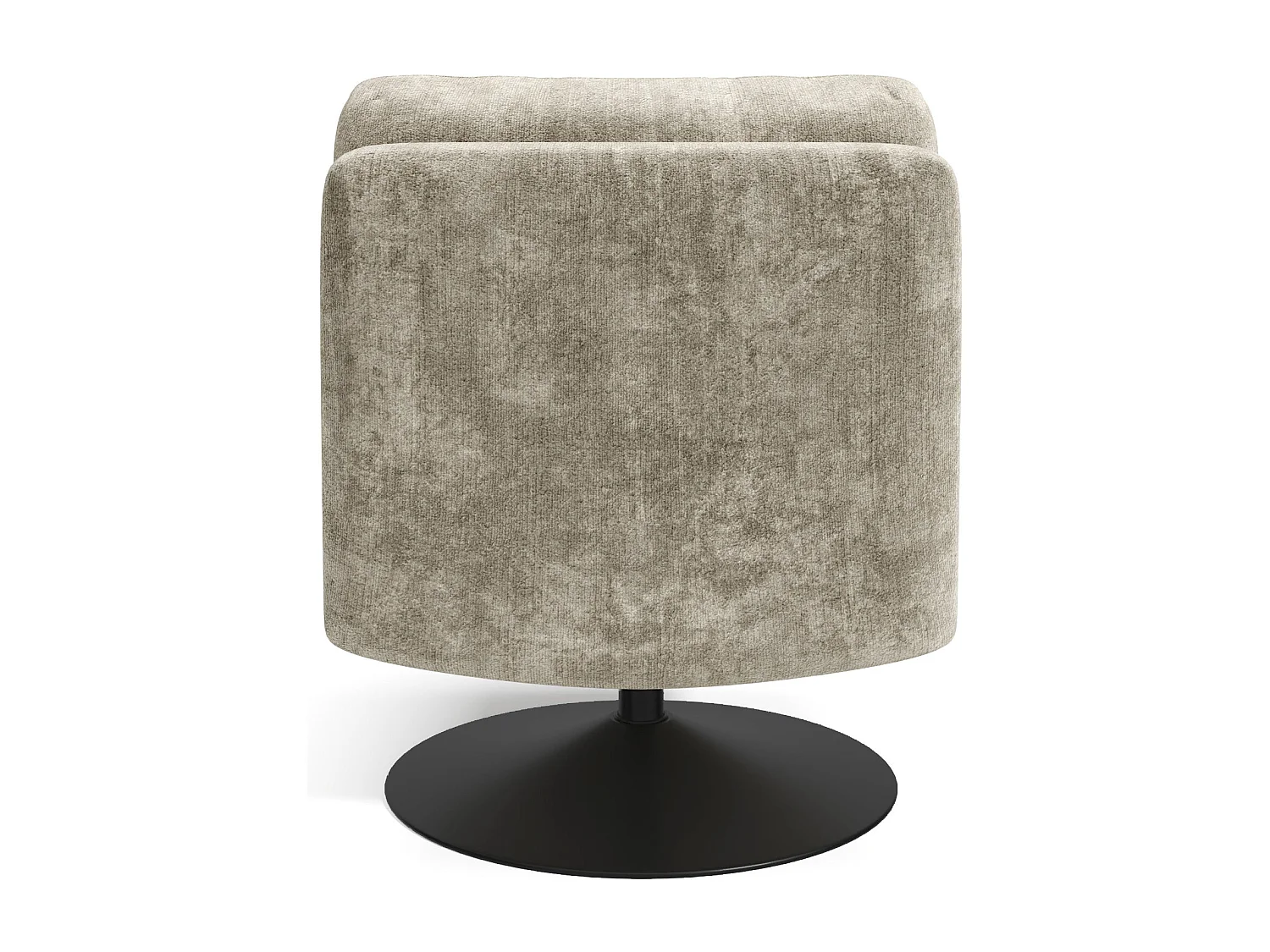 Fauteuil de salon pivotant pied noir velours texturé taupe TIMELESS