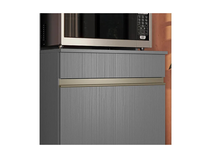 Colonne de Cuisine Micro-Onde Grise 2 Portes 5 Niches L 60 H 193 P 53.5 cm