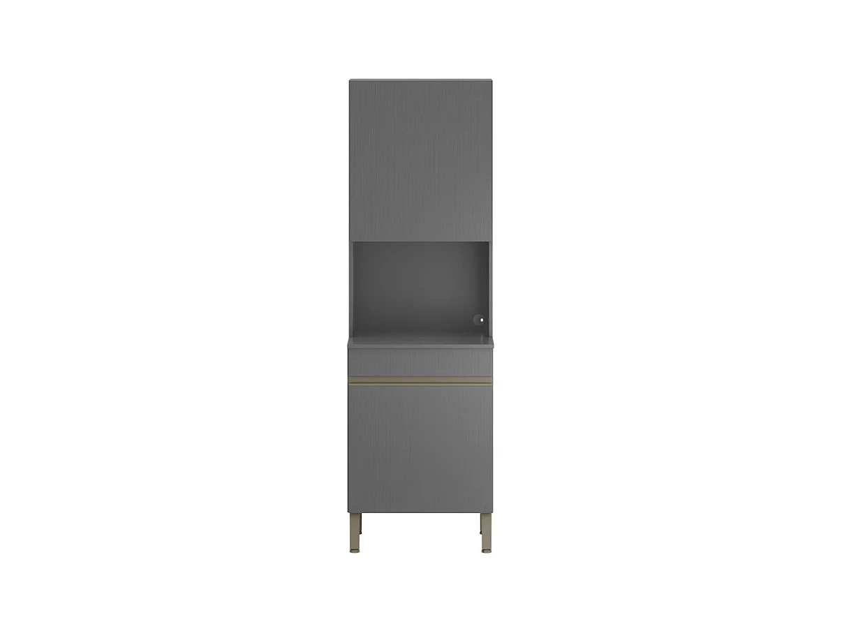 Colonne de Cuisine Micro-Onde Grise 2 Portes 5 Niches L 60 H 193 P 53.5 cm
