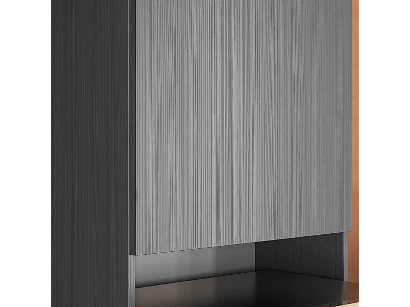 Colonne de Cuisine Micro-Onde Grise 2 Portes 5 Niches L 60 H 193 P 53.5 cm